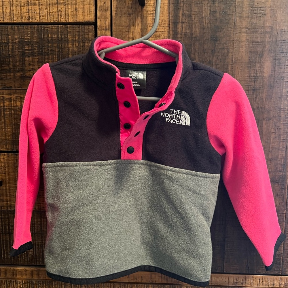 The North Face Kids' Pink and Black Fleece Hoodie